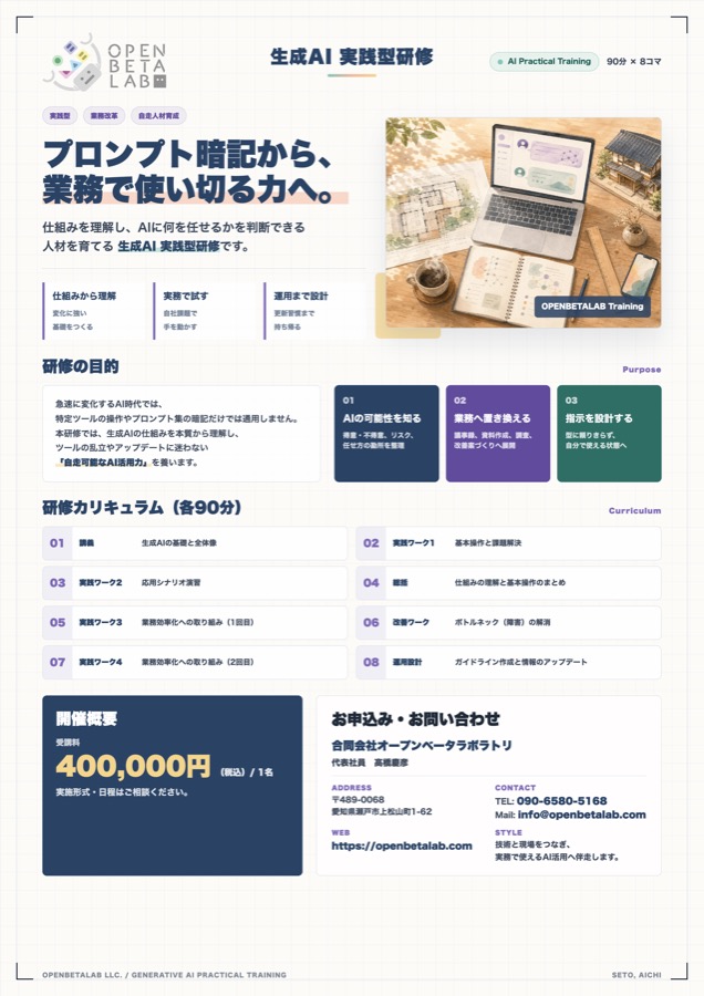 生成AI 実践型研修チラシ